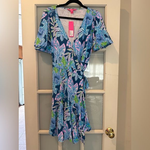 NWT Lily Pulitzer wrap dress mecaw blue - Picture 1 of 6